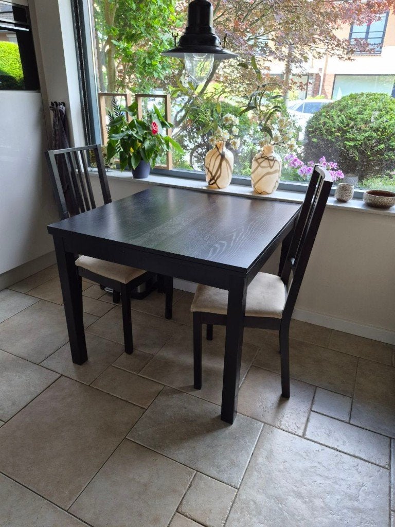 Ikea uitschuifbare keukentafel zwart, Huis en Inrichting, Tafels | Eettafels, Ophalen, Gebruikt, 50 tot 100 cm, Ikea zwarte keuken tafel