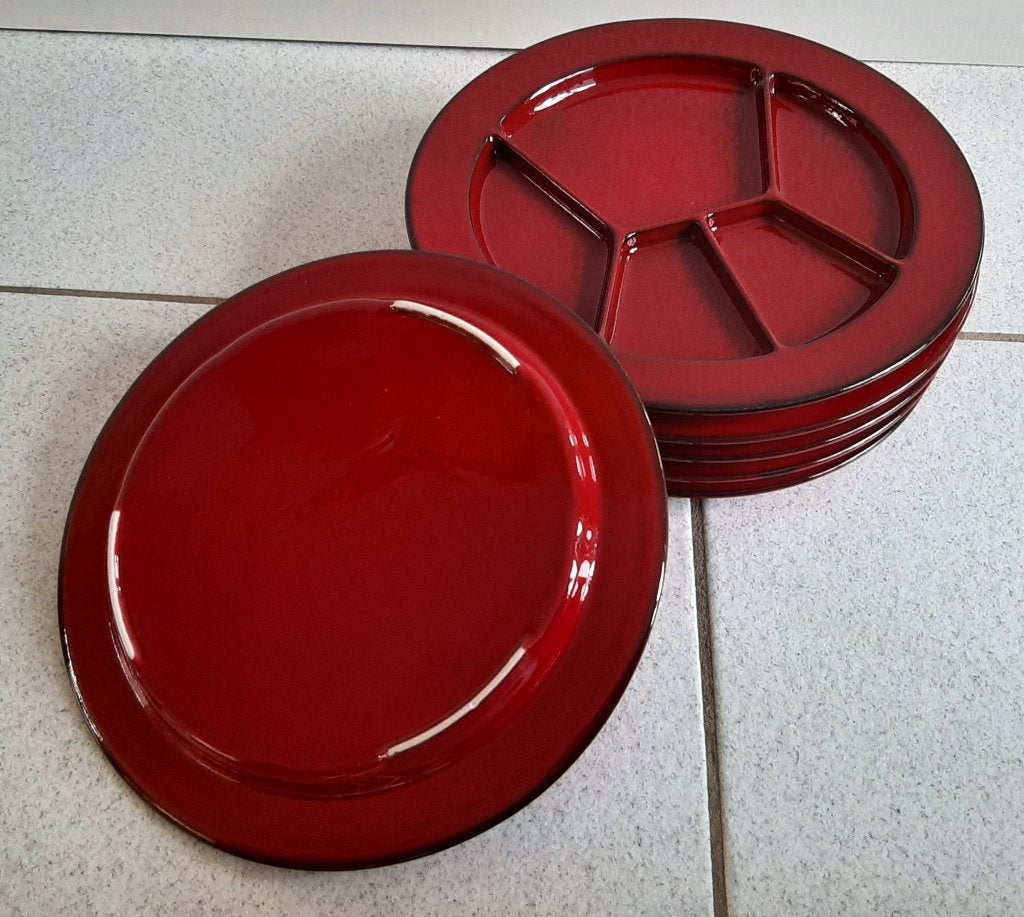 6 nieuwe fondue borden ( chineesrood ), Huis en Inrichting, Keuken | Servies, Ophalen, Nieuw, Bord(en), Effen