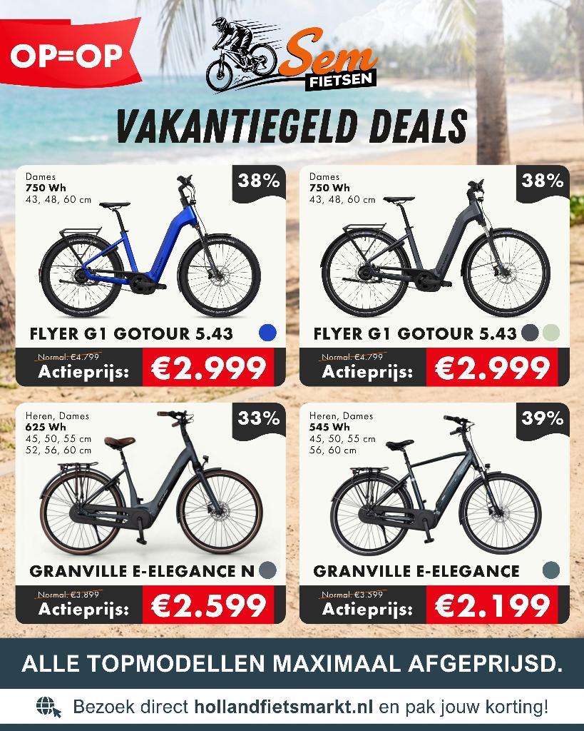 VAKANTIEGELD DEALS | Premium E-Bikes Maximaal Afgeprijsd!, Fietsen en Brommers, Elektrische fietsen, Overige merken, FLYER, GRANVILLE, PEGASUS, ZEMO....