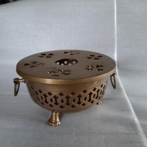 koperen theelicht op 3 pootjes vintage, Ophalen