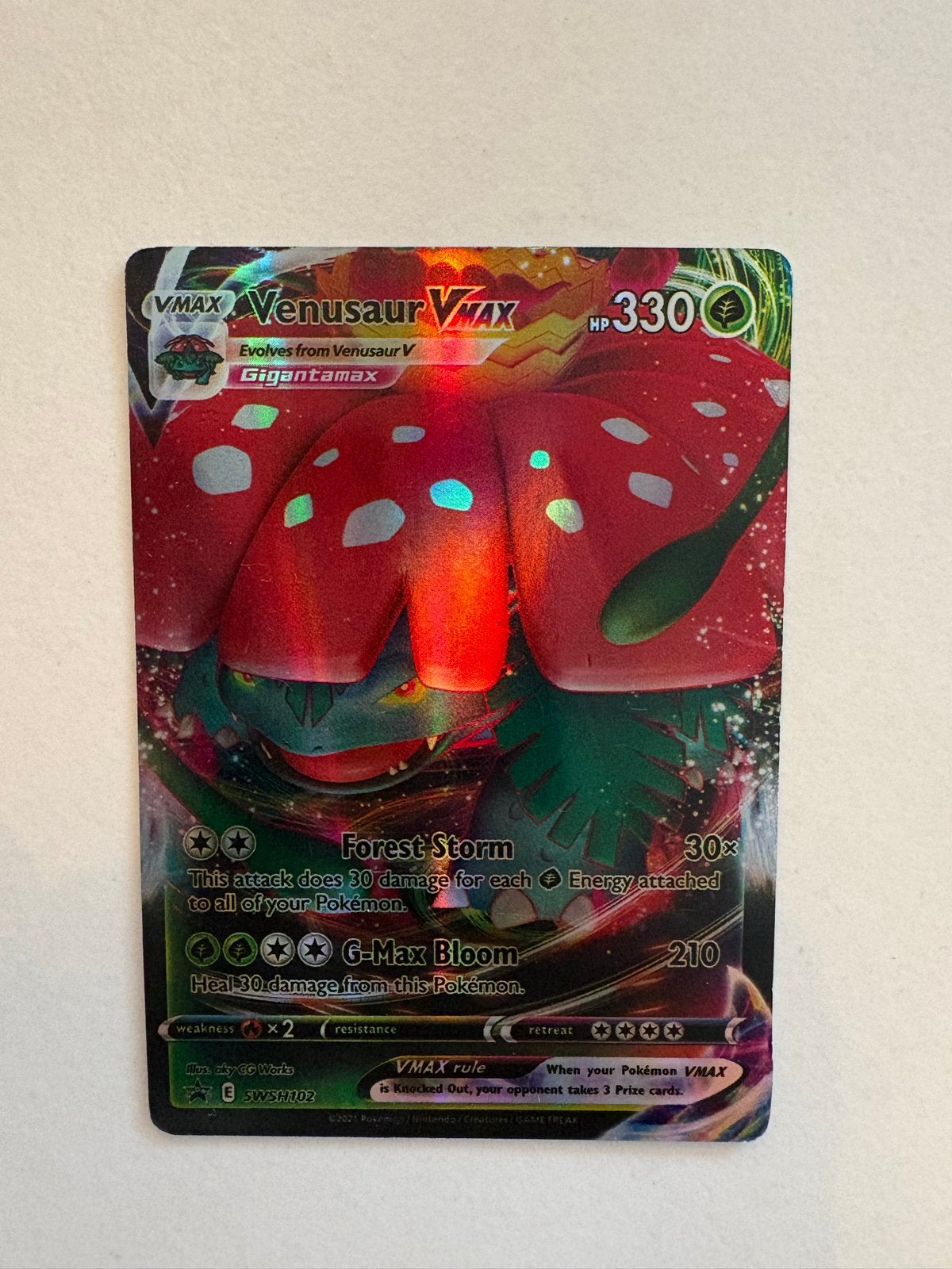 Venusaur VMAX Pokémon kaart (SWSH102) - Gigantamax, Hobby en Vrije tijd, Ophalen, Zo goed als nieuw, Losse kaart, Foil