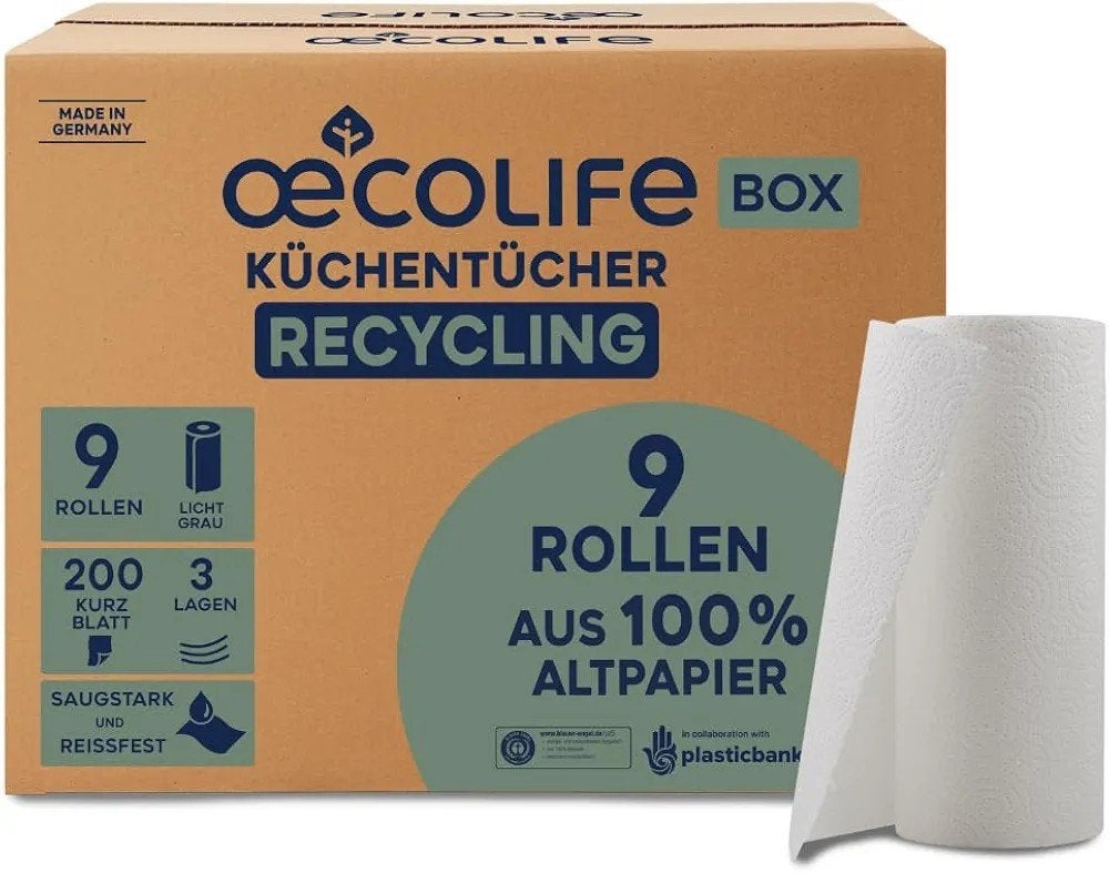 Ecolife Keukenrol Recycling - 9 Rollen, 100% Oud Papier, Huis en Inrichting, Ophalen of Verzenden, Overige typen