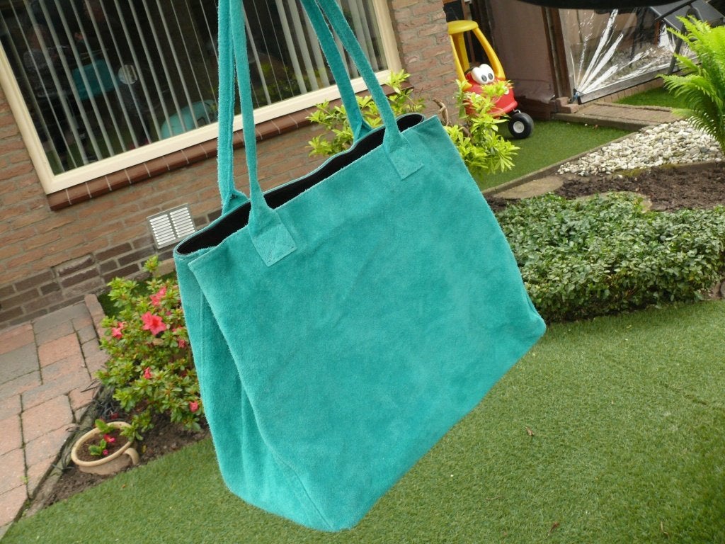Borse in Pelle tas als nieuw afm . 36 X 31 cm, Ophalen of Verzenden, Zo goed als nieuw, Blauw, Schoudertasje