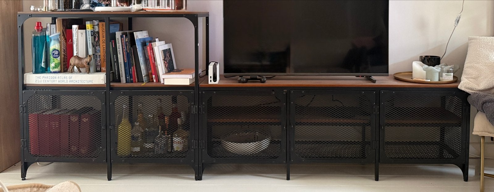 IKEA FJÄLLBO TV-meubel met opbergkast, zwart, Huis en Inrichting, Kasten | Televisiemeubels, Ophalen, 150 tot 200 cm, Zo goed als nieuw