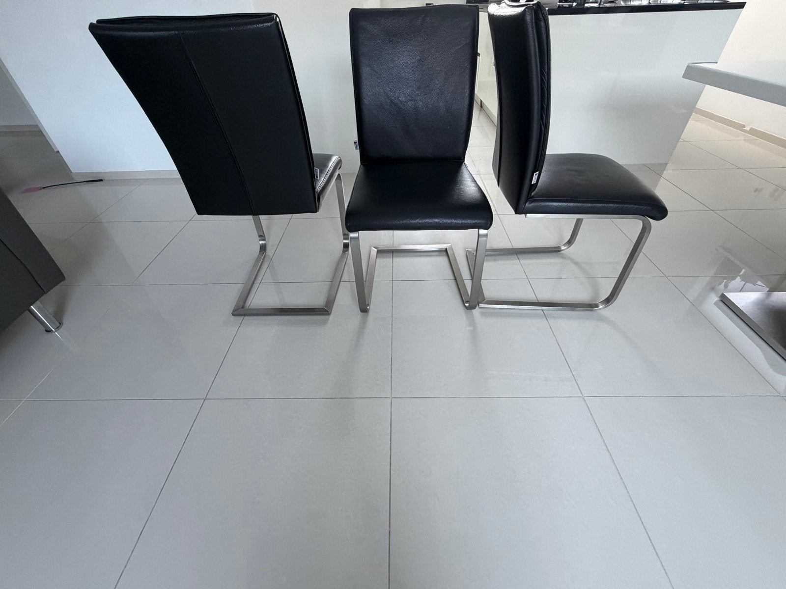 Eetkamerstoel eetkamerstoelen leer echt leder 6 stoelen, Ophalen, Zwart, Leer, Zo goed als nieuw