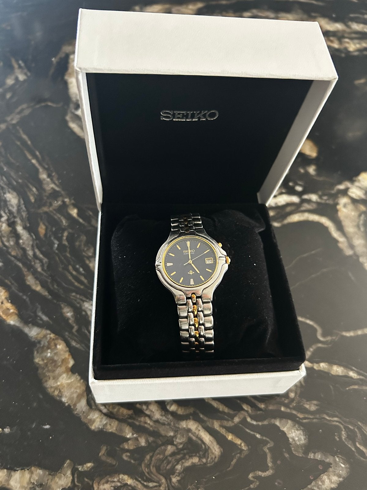 Seiko Kinetic 5M42-0A6 Two-Tone uit 1995 - Nieuwe Capacitor, Ophalen of Verzenden, Staal, Polshorloge, Seiko