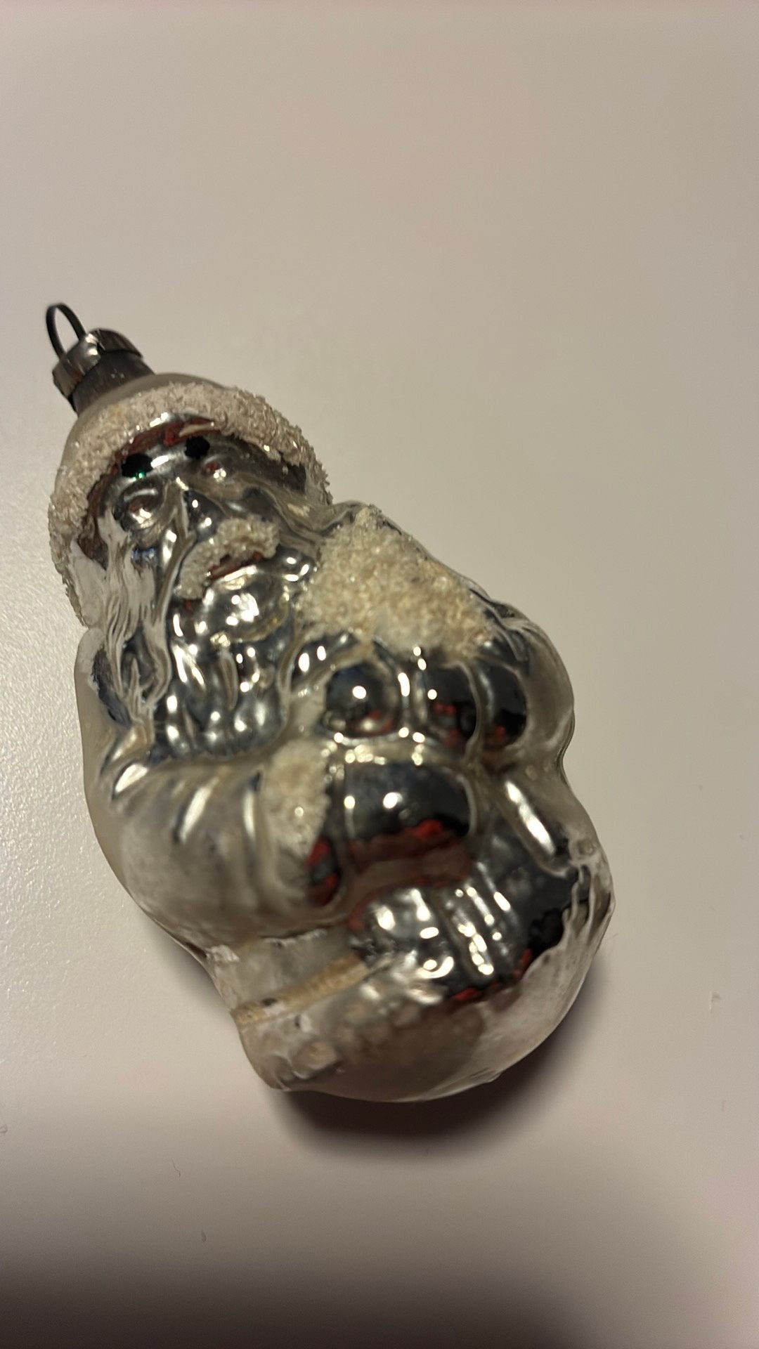 Vintage antieke kerstbal, kerstman zilver, Ophalen of Verzenden, Zo goed als nieuw