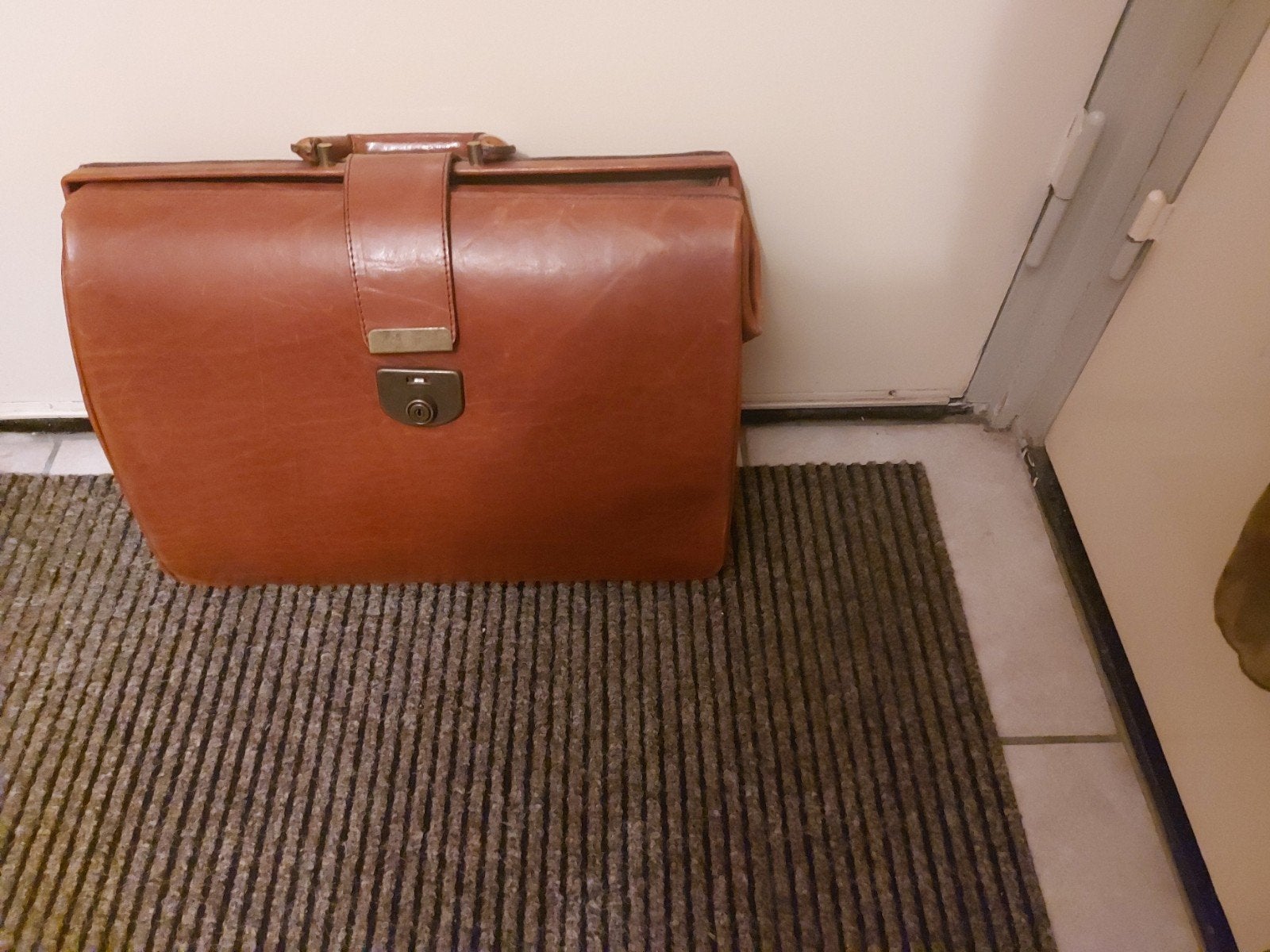 Vintage Leren Dokterstas / Aktetas - 44x38 cm, Ophalen, Gebruikt, Bruin, Overige typen