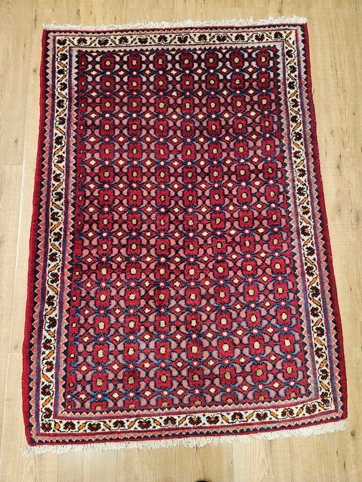 Vintage handgeknoopt perzisch tapijt hamadan 160x110, Info@SlatsAntiek.nl, Tweedehands, 100 tot 150 cm, Perzisch