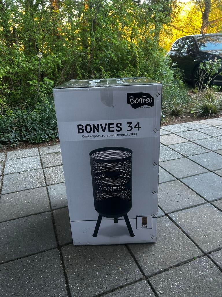 Bonfeu Bonves 34 vuurkorf/BBQ met Plancha 44 Bakplaat, Tuin en Terras, Houtskoolbarbecues, Ophalen of Verzenden, Nieuw, Met accessoires