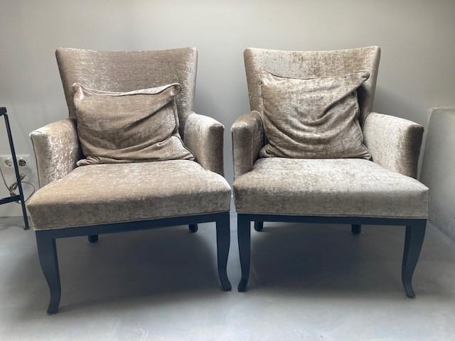 Twee damesfauteuils, Huis en Inrichting, Fauteuils, Gebruikt, Hout, Stof, 50 tot 75 cm, Minder dan 75 cm, Ophalen