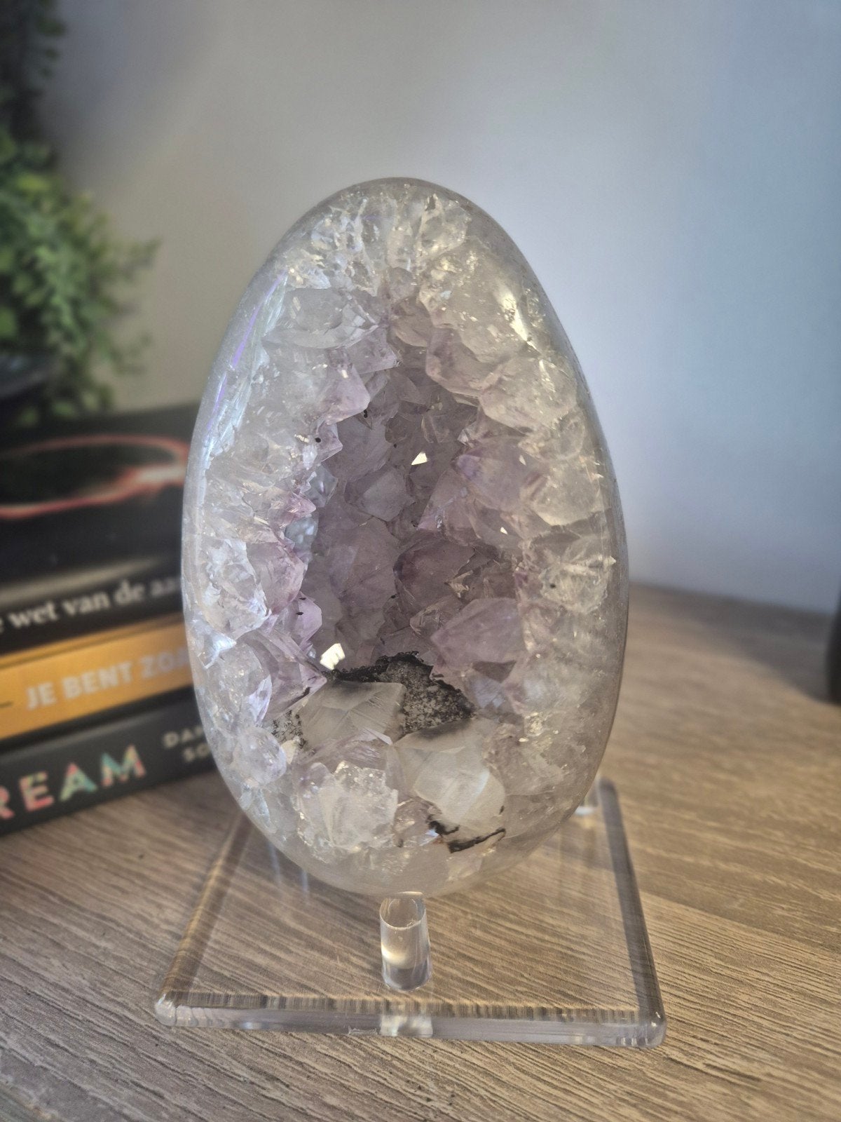 Amethist ei met calciet, Ophalen of Verzenden