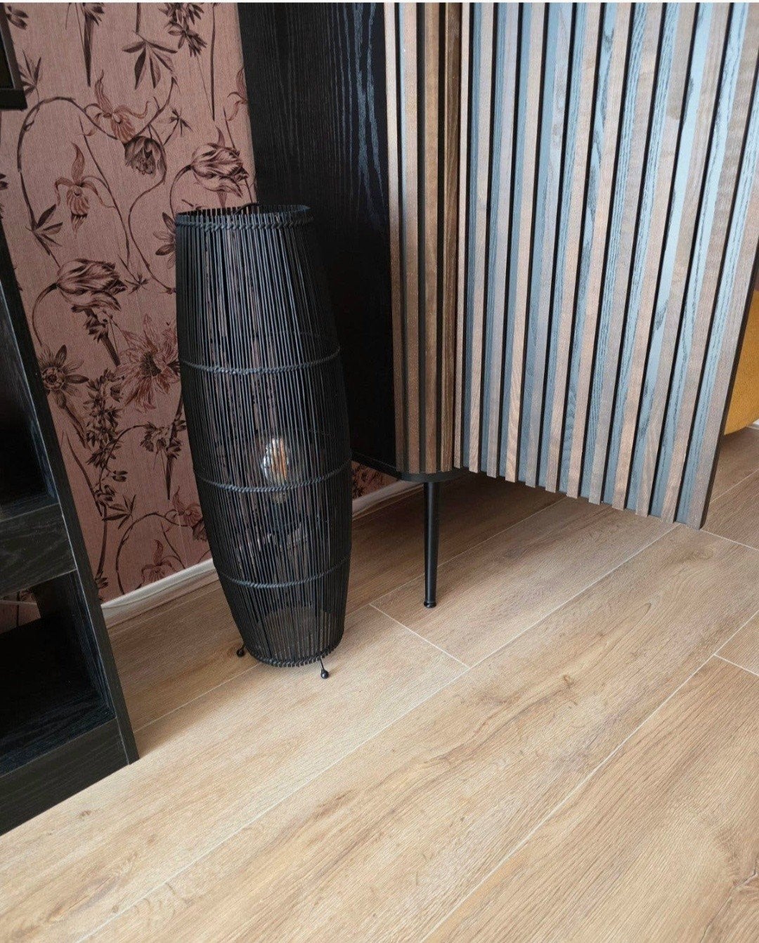 Moderne zwarte vloerlamp met dimmer, Ophalen of Verzenden, E27 (groot)