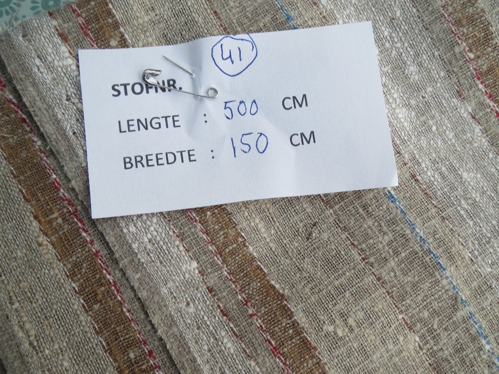 Lap gestreepte stof beigetinten, Hobby en Vrije tijd, Stoffen en Lappen, Bruin, 120 cm of meer, Nieuw, Ophalen of Verzenden