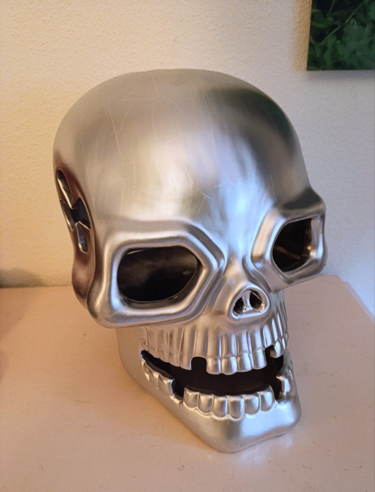 XXL skull doodshoofd aardewerk zilverkleur, Ophalen of Verzenden