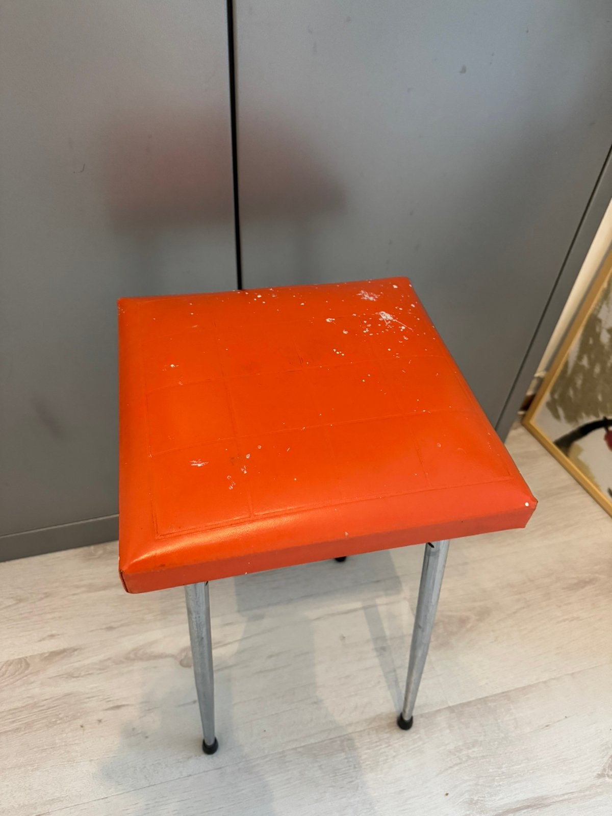Vintage Retro Krukje Stoel Space Age Chroom, Ophalen, Zo goed als nieuw