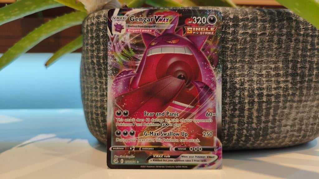 Gengar VMAX (077/264) Fusion Strike Pokemon Kaart, Hobby en Vrije tijd, Verzamelkaartspellen | Pokémon, Ophalen of Verzenden, Zo goed als nieuw