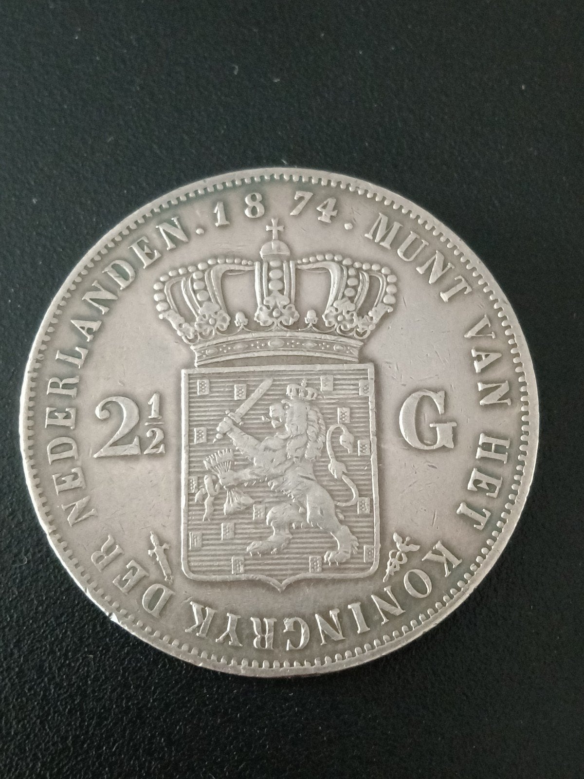 Rijksdaalder 1874 Willem drie Prachtig, Postzegels en Munten, Ophalen of Verzenden, Koning Willem III, 2½ gulden