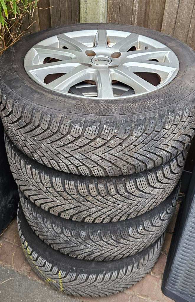 4 Continental winterbanden met velg 195/55 R16, Auto-onderdelen, Banden en Velgen, Ophalen, Gebruikt, 16 inch, Banden en Velgen