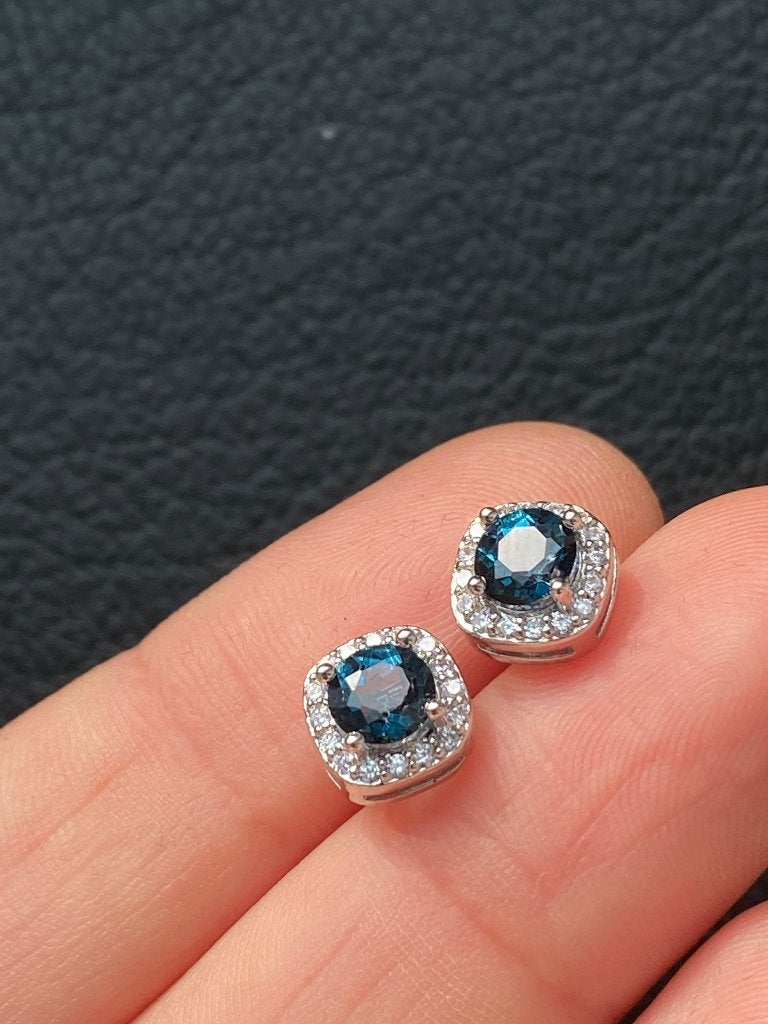 Londenblauwe natuurlijke topaas oorbellen 925 zilver, Blauw, Nieuw, Ophalen of Verzenden, Met edelsteen
