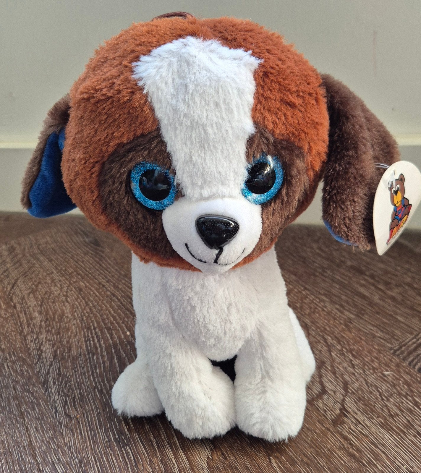 JAFRITOYS Knuffel Hondje met Grote Glitters Ogen, Ophalen, Hond, Middelgroot (20 tot 80 cm)
