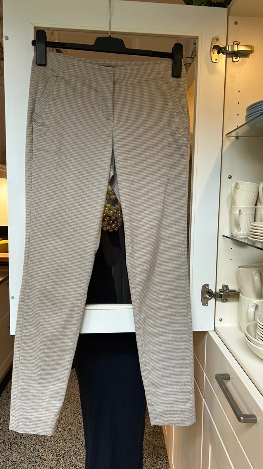COREL beige pepita ruiten slanke broek in maat 36, Beige, Ophalen of Verzenden, Maat 36 (S), Lang
