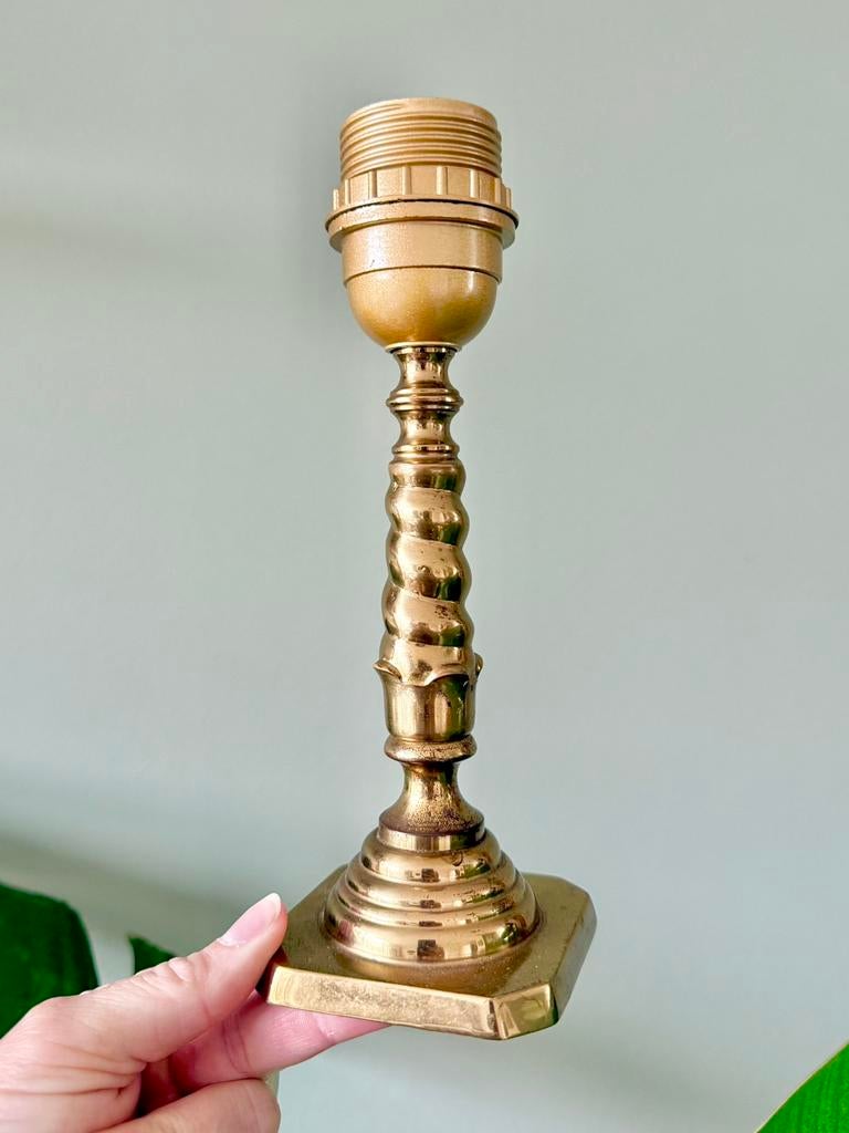 Vintage gedraaide messing tafellamp lampenvoet, Huis en Inrichting, Lampen | Tafellampen, Ophalen of Verzenden, Gebruikt