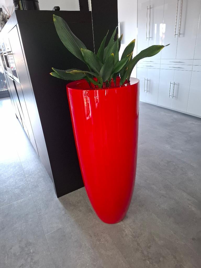2x design bloempot plantenbak, Ophalen, Kunststof, Rond, Zo goed als nieuw