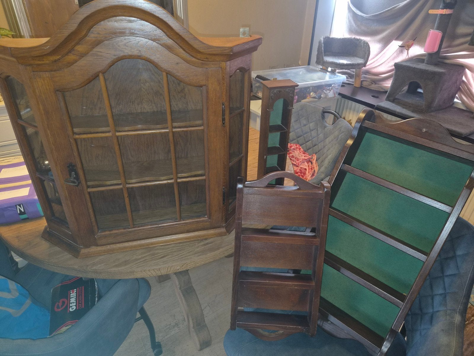 #1# Vintage houten wandkastje en kruidenrekjes, Antiek en Kunst, Antiek | Meubels | Kasten, Ophalen