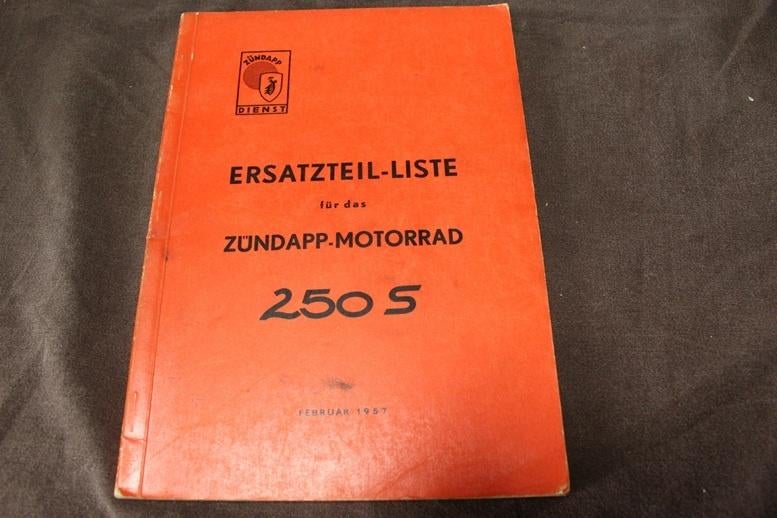 Zündapp 250S 1957 motorrad ersatztteil liste, Motoren, Handleidingen en Instructieboekjes, Overige merken, Ophalen of Verzenden