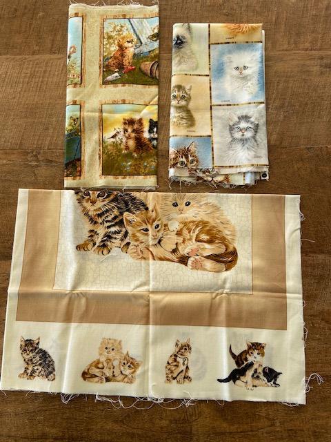 3 x Quilt Katten - Panel, Hobby en Vrije tijd, Stoffen en Lappen, Nieuw, Katoen, 30 tot 120 cm, 30 tot 200 cm, Overige kleuren
