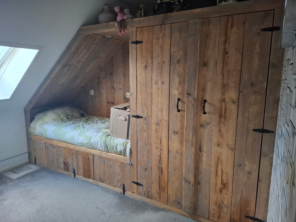 Bed, Ophalen, Eenpersoons, Beige, 190 cm of minder