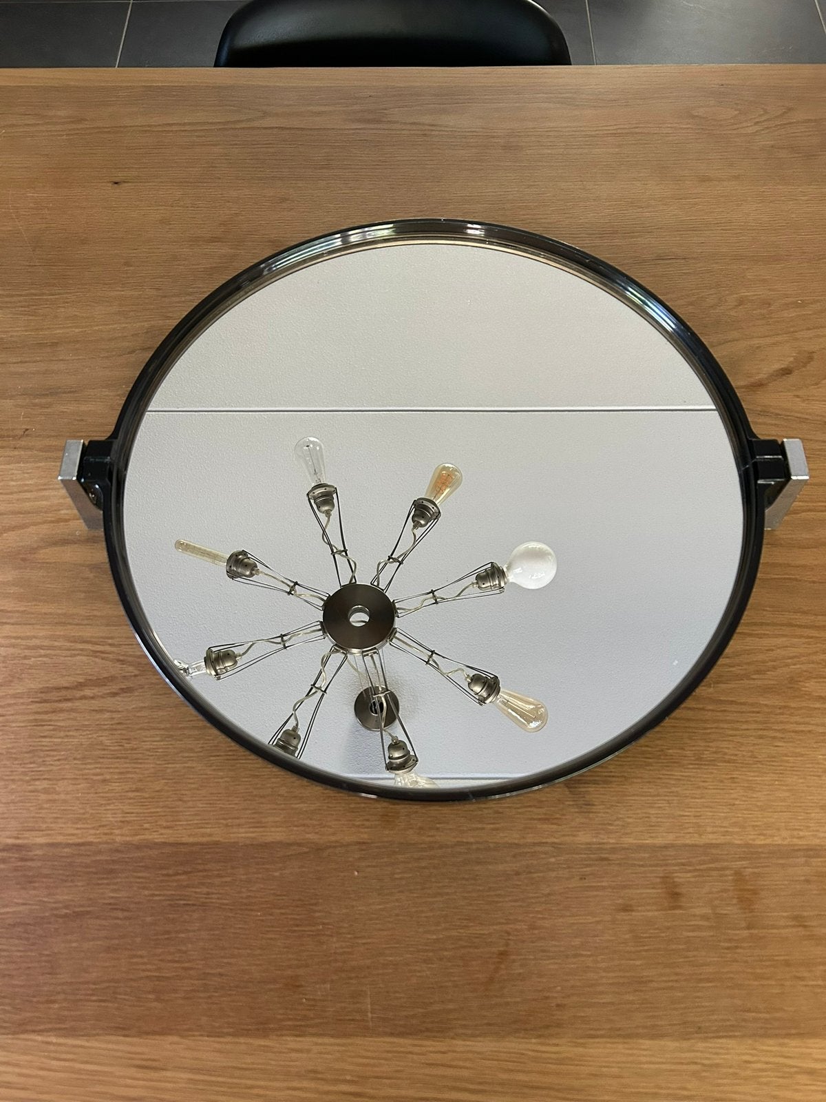 Vintage 1970’s Allibert spiegel smoke plexiglas, Ophalen of Verzenden, Rond, 50 tot 100 cm