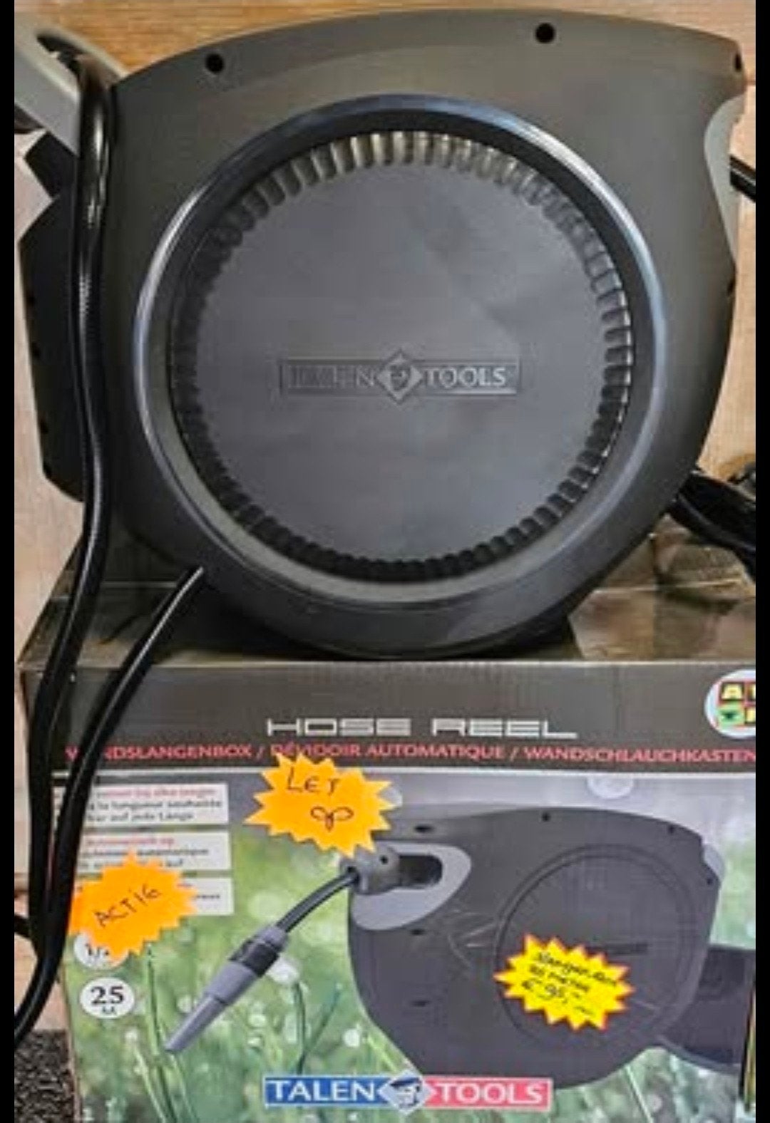 Talentools Automatische Tuinslanghaspel - 25m, Tuin en Terras, Ophalen of Verzenden, Nieuw, Tuinslanghaspel