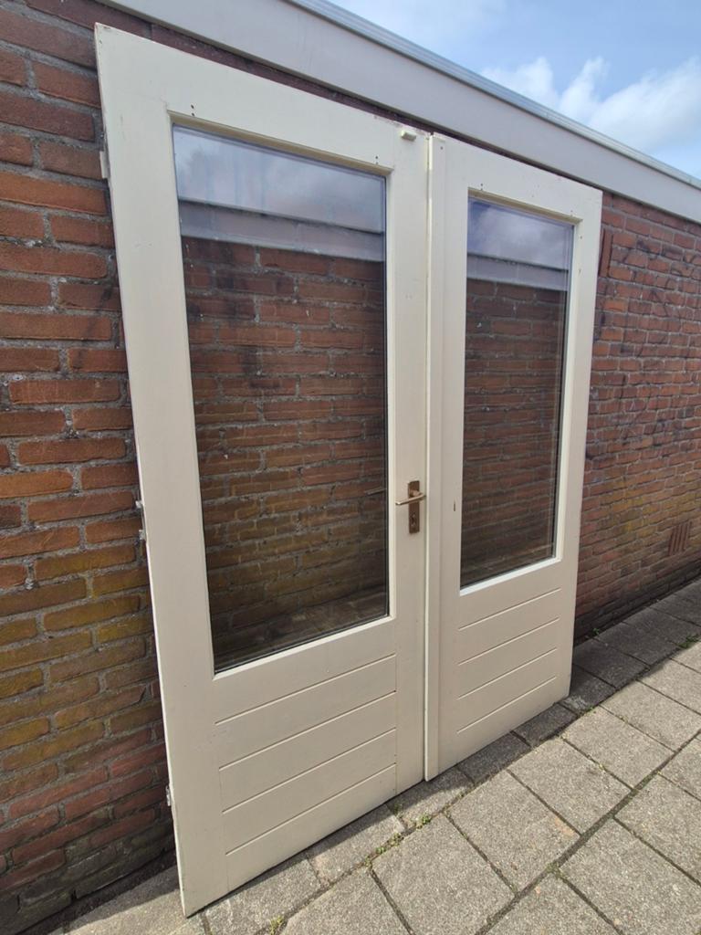 Openslaande deuren, terrasdeuren, tuindeuren, Doe-het-zelf en Verbouw, Kozijnen en Schuifpuien, Gebruikt, Hout, 150 tot 225 cm