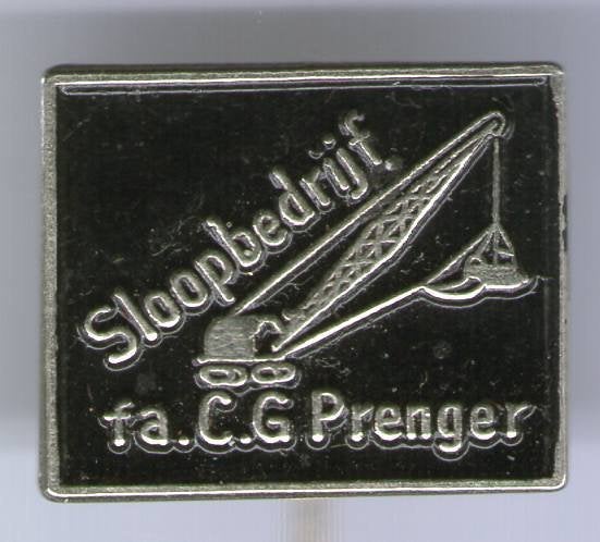 Sloopbedrijf fa. C.G. Prenger dragline speldje ( G_210), Verzenden, Zo goed als nieuw, Transport, Speldje of Pin