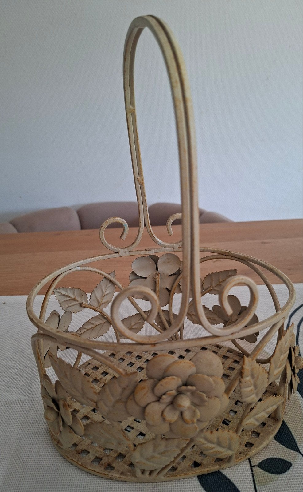 metale brocante mand, Ophalen of Verzenden, Zo goed als nieuw, Rond, Riet