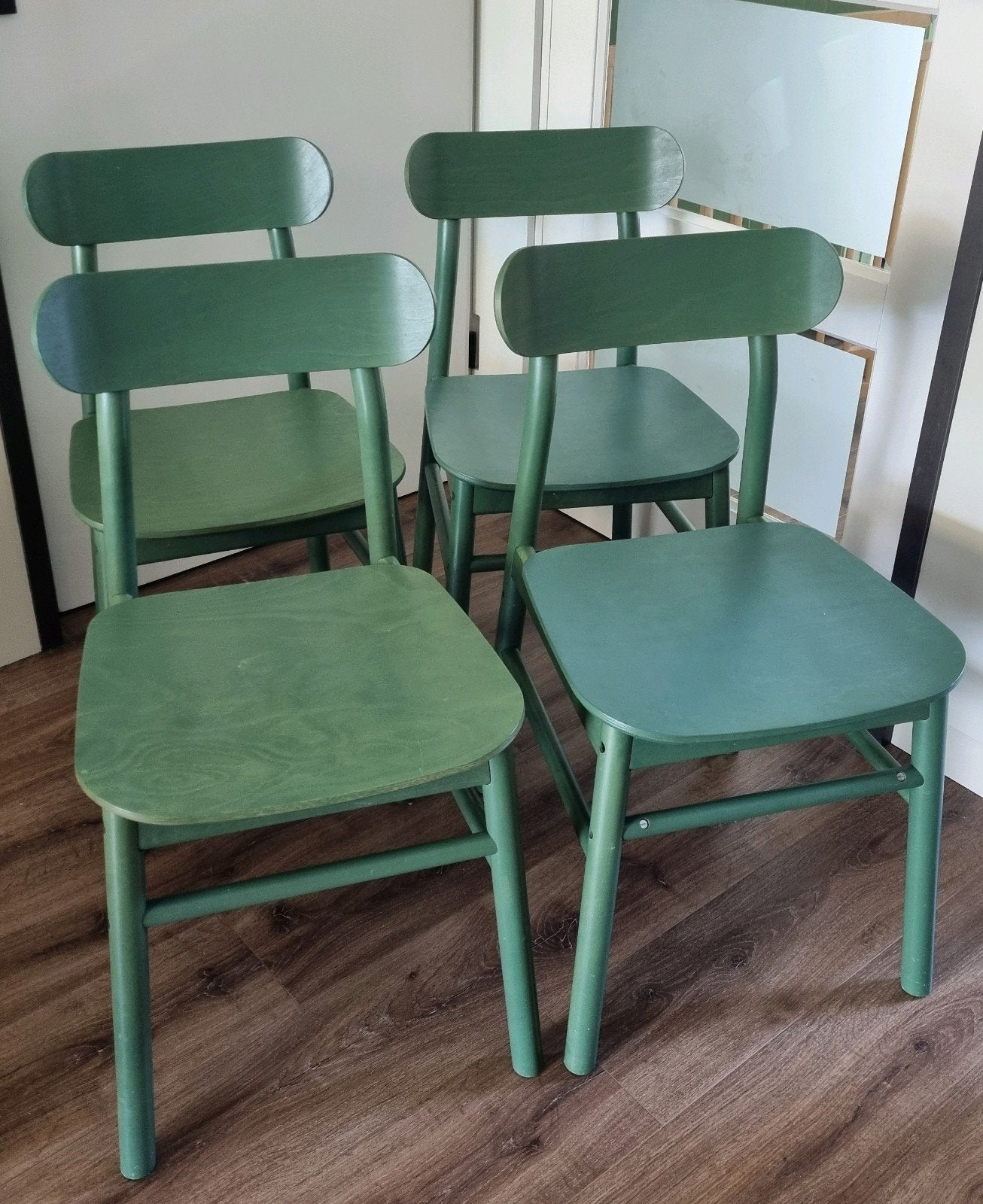 Ikea RÖNNINGE groen - 4 goede eetkamerstoelen, Ophalen, Overige kleuren, Zo goed als nieuw, Vier