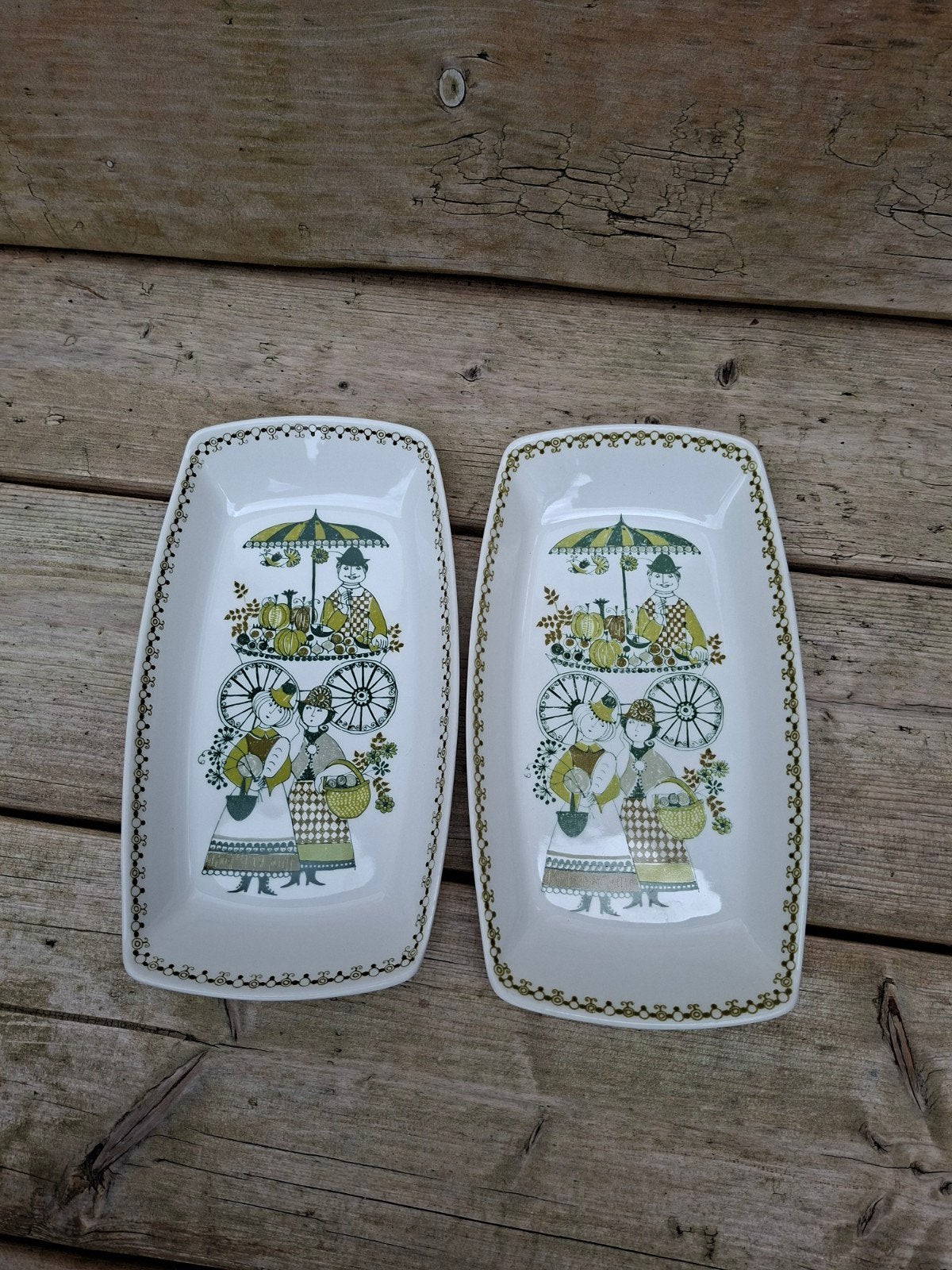 Set van 2 vintage schaaltjes 'Market' van Figgjo Norway, Ophalen of Verzenden