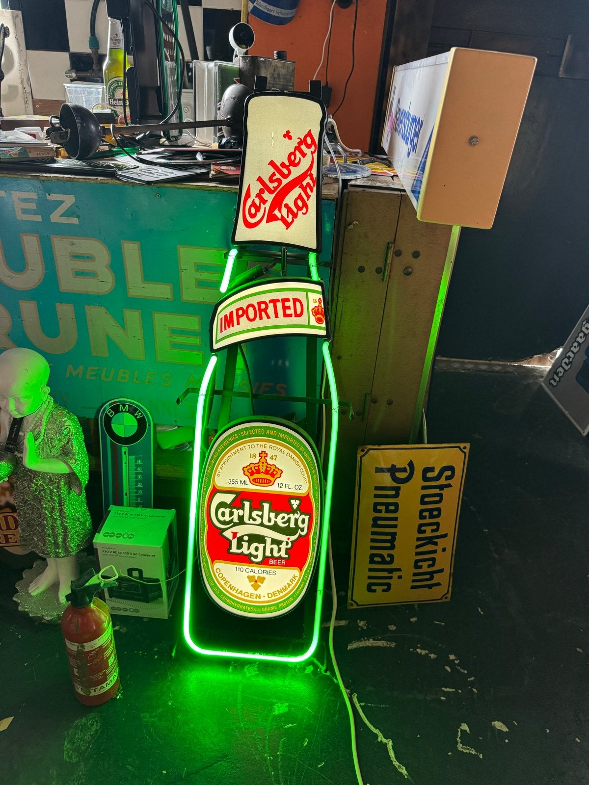 Carlsberg Light Neon Reclamebord - Vintage Lichtbak, Verzamelen, Merken en Reclamevoorwerpen, Gebruikt, Lichtbak of (neon) lamp