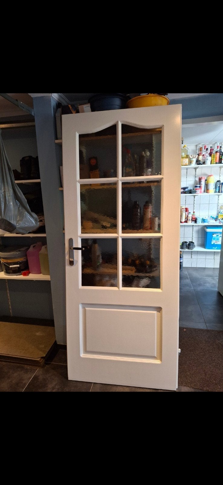 Opdekdeur linksdraaiend met mat glas 201x83 cm, Ophalen of Verzenden