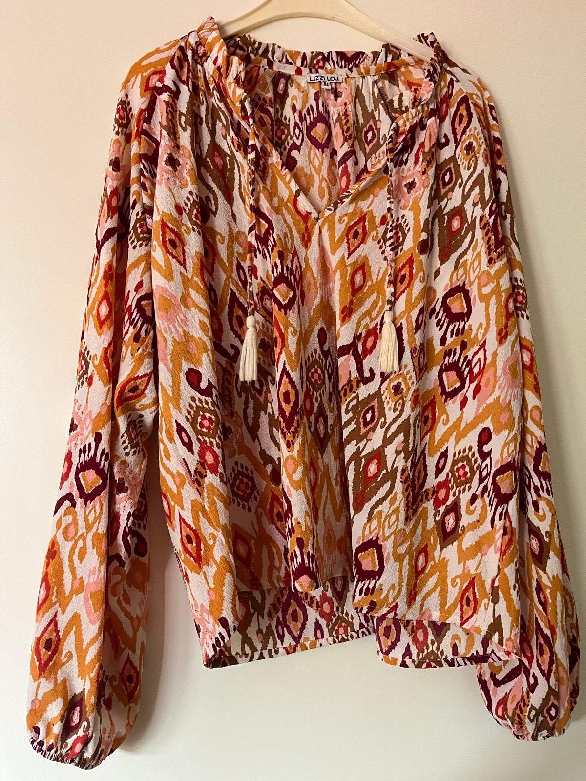 Lizzi Lou blouse met ikat print - Maat XL, Ophalen of Verzenden, Zo goed als nieuw, Maat 46/48 (XL) of groter, Meerkleurig