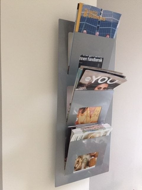 IKEA Grijze Stalen Boeken/Tijdschriftenrekje - 3 Vakken, Meerdere vakken, Gebruikt, Metaal, Modern