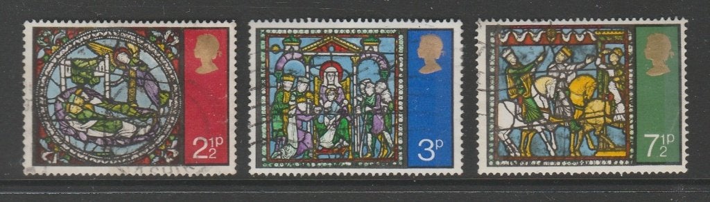 GB - Michelnr 587-589 - kerst 1971, glas-in-lood ramen, Verzenden, Gestempeld