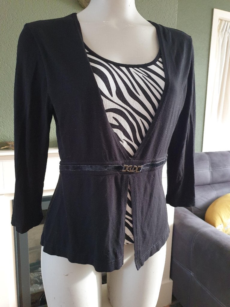 Gerry Weber schitterende vest combi top mt S 36, Verzenden, Zwart, Zo goed als nieuw, Lange mouw