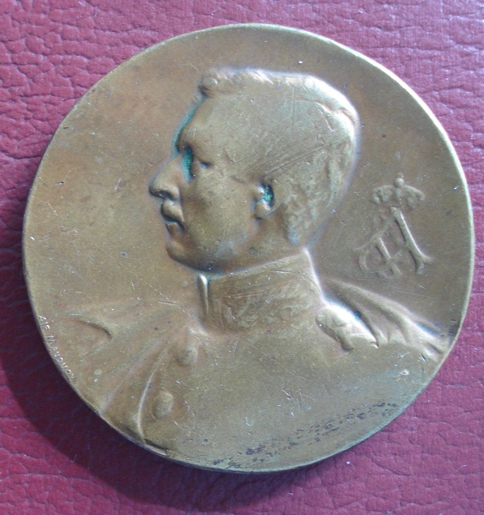 penning  medaille Koning Albert I koper brons België, Ophalen, Brons, Buitenland