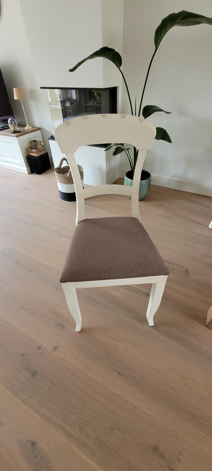 4 witte eetkamerstoelen, Ophalen, Gebruikt, Wit, Vier