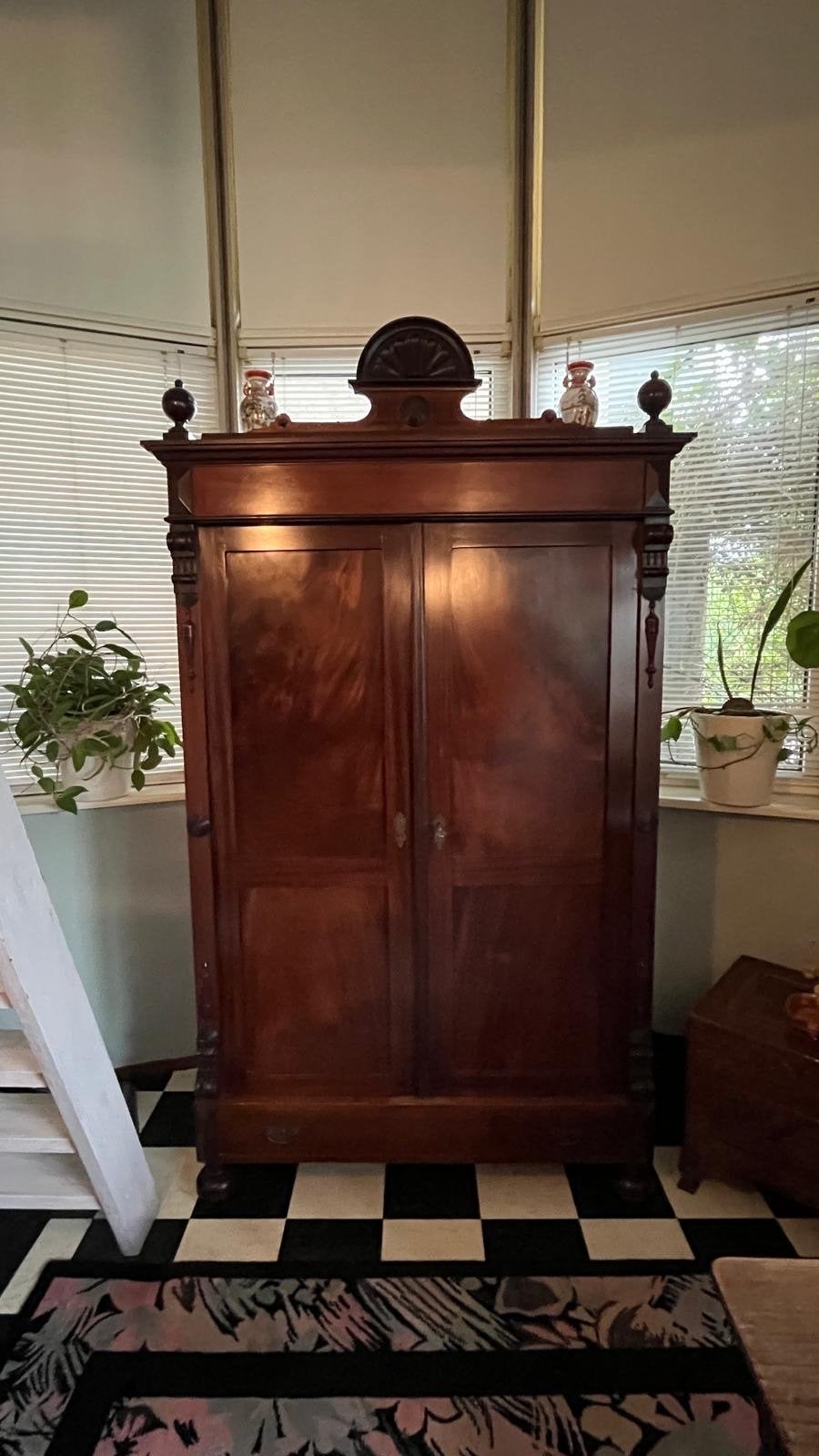Antieke vintage Biedermeier Kast - Mahoniehouten Kledingkast, Ophalen