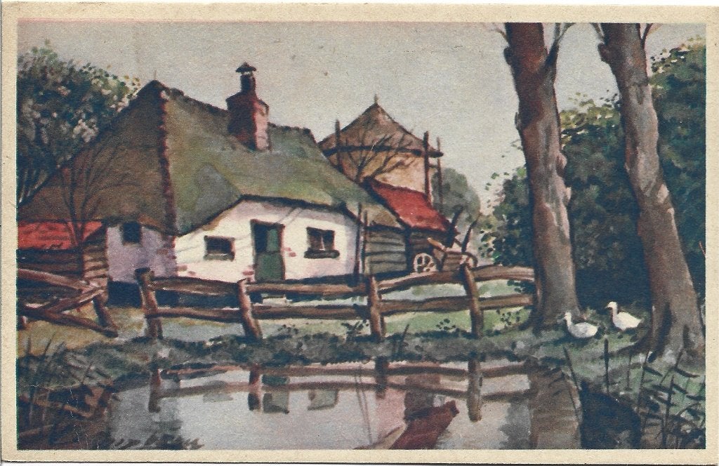 Serie Hollandse Boerderij en - 4 stuks - mooi - oud, Ophalen of Verzenden, 1940 tot 1960, Gelopen, Overige thema's