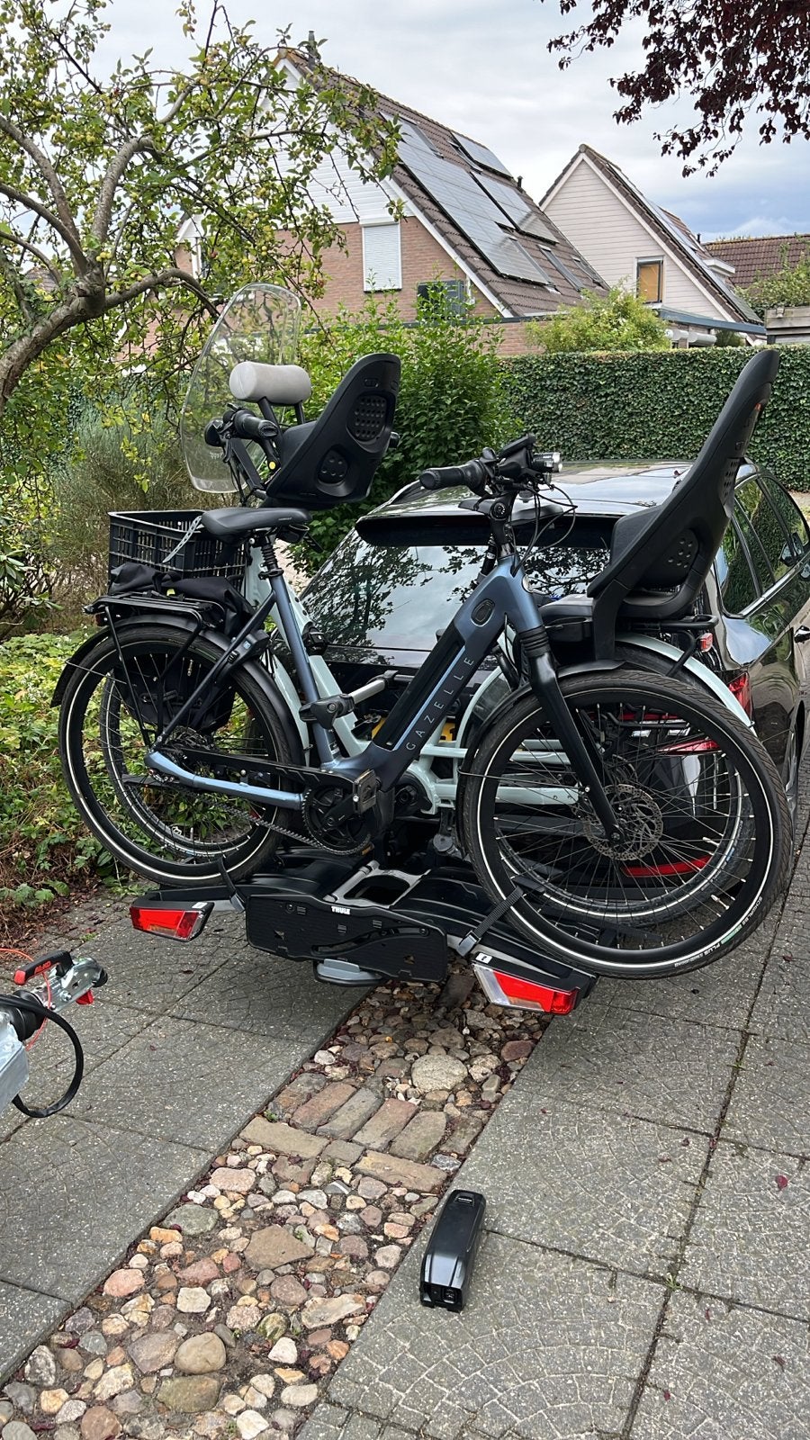Te huur: Thule EasyFold XT fietsendrager voor 2 e-bikes, Gebruikt, Ophalen of Verzenden, 2 fietsen, Trekhaakdrager